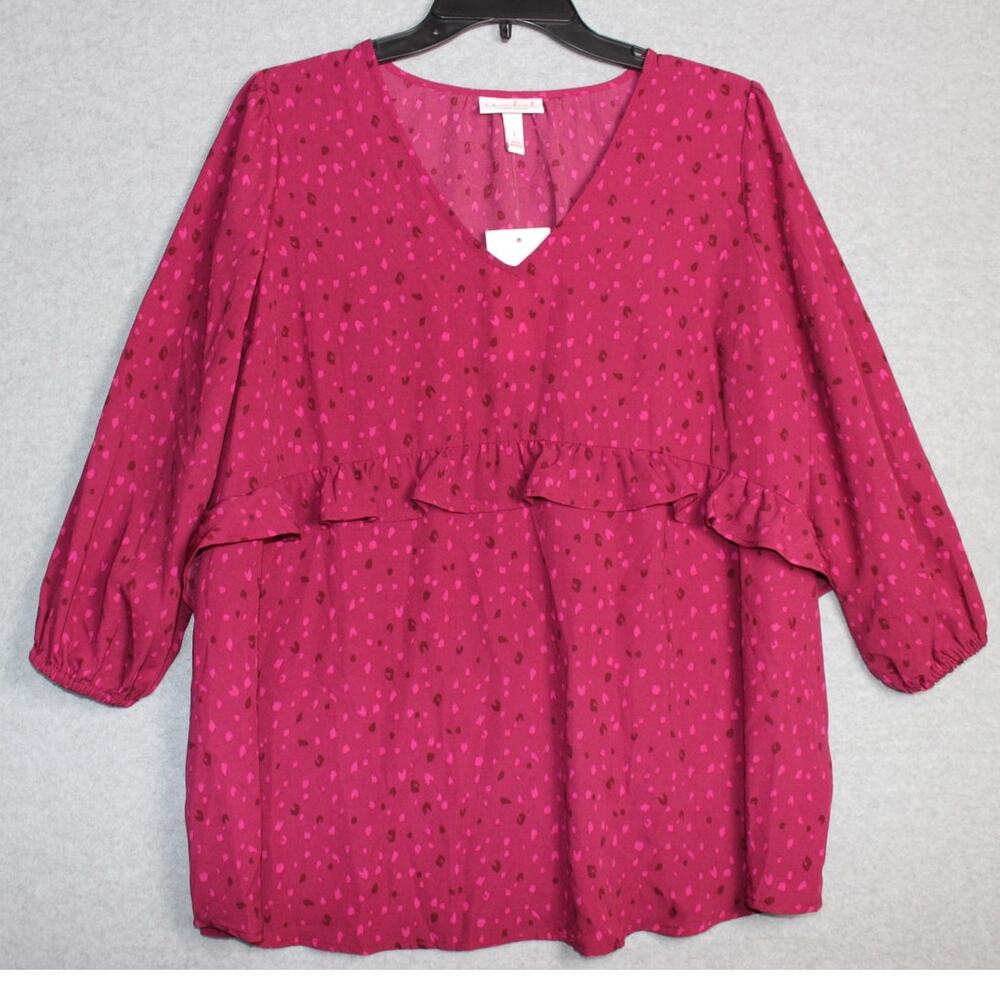 Isabel Maternity NWT 3/4 Sleeve Ruffle Waist‎ Woven Top Size Medium